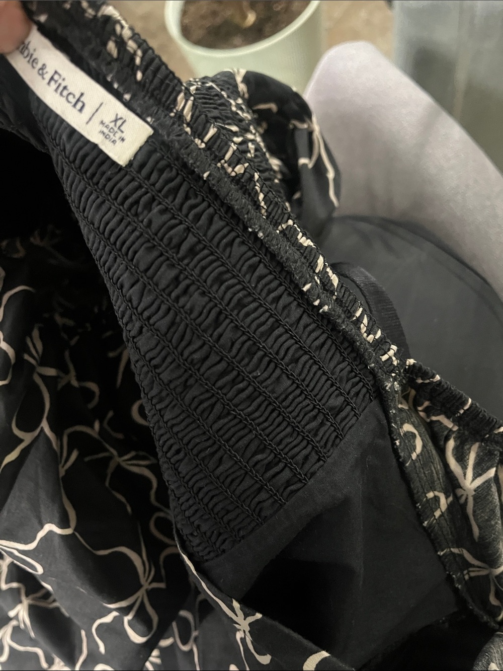 Abercrombie & Fitch Black Midi Dress with Cream Swirl Print - Picture 12 of 13